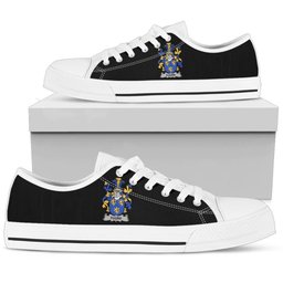 Irish Foord Coat of Arms Family Crest Ireland Low Top Shoes (Women's/Men's) Black/ White Irish Shoes