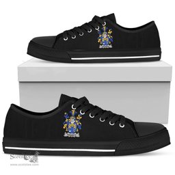 Irish Fogarty or O'Fogarty Coat of Arms Family Crest Ireland Low Top Shoes (Women's/Men's) Black/ White Irish Shoes