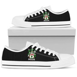 Irish Flannery or O'Flannery Coat of Arms Family Crest Ireland Low Top Shoes (Women's/Men's) Black/ White Irish Shoes