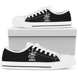 Irish Halthom Coat of Arms Family Crest Ireland Low Top Shoes (Women's/Men's) Black/ White Irish Shoes