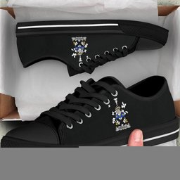 Irish Drisdale Coat of Arms Family Crest Ireland Low Top Shoes (Women's/Men's) Black/ White Irish Shoes