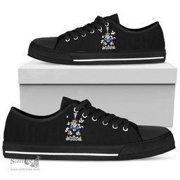 Irish Drisdale Coat of Arms Family Crest Ireland Low Top Shoes (Women's/Men's) Black/ White Irish Shoes