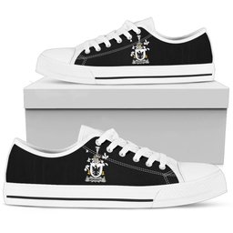 Irish Moriarty or O'Moriarty Coat of Arms Family Crest Ireland Low Top Shoes (Women's/Men's) Black/ White Irish Shoes