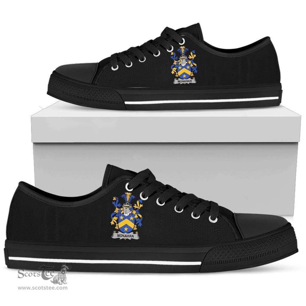 Irish Monahan or O'Monaghan Coat of Arms Family Crest Ireland Low Top Shoes (Women's/Men's) Black/ White Irish Shoes