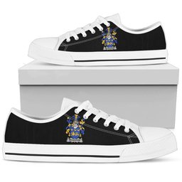 Irish McGovern or McGauran Coat of Arms Family Crest Ireland Low Top Shoes (Women's/Men's) Black/ White Irish Shoes