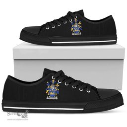 Irish McGovern or McGauran Coat of Arms Family Crest Ireland Low Top Shoes (Women's/Men's) Black/ White Irish Shoes