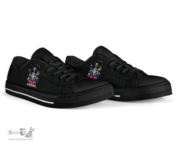 Irish McLoughlin or Loughlin Coat of Arms Family Crest Ireland Low Top Shoes (Women's/Men's) Black/ White Irish Shoes
