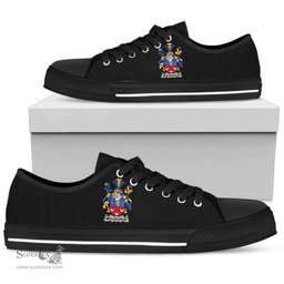 Irish McLoughlin or Loughlin Coat of Arms Family Crest Ireland Low Top Shoes (Women's/Men's) Black/ White Irish Shoes