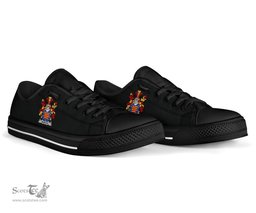 Irish Marlay or O'Marley Coat of Arms Family Crest Ireland Low Top Shoes (Women's/Men's) Black/ White Irish Shoes