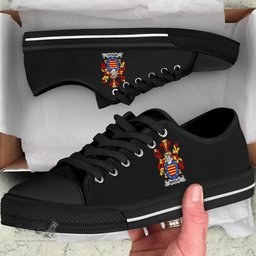 Irish Marlay or O'Marley Coat of Arms Family Crest Ireland Low Top Shoes (Women's/Men's) Black/ White Irish Shoes