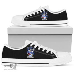 Irish Keane or O'Cahan Coat of Arms Family Crest Ireland Low Top Shoes (Women's/Men's) Black/ White Irish Shoes