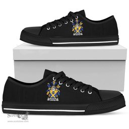Irish Markham Coat of Arms Family Crest Ireland Low Top Shoes (Women's/Men's) Black/ White Irish Shoes