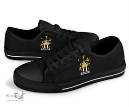Irish Kelleher or O'Kelleher Coat of Arms Family Crest Ireland Low Top Shoes (Women's/Men's) Black/ White Irish Shoes