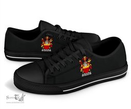 Irish McCarron Coat of Arms Family Crest Ireland Low Top Shoes (Women's/Men's) Black/ White Irish Shoes