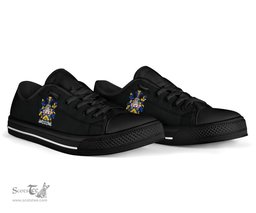 Irish Harris Coat of Arms Family Crest Ireland Low Top Shoes (Women's/Men's) Black/ White Irish Shoes