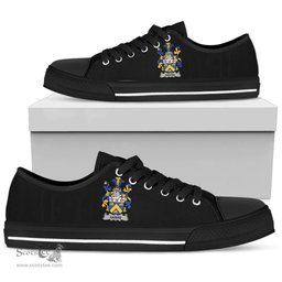 Irish Harris Coat of Arms Family Crest Ireland Low Top Shoes (Women's/Men's) Black/ White Irish Shoes