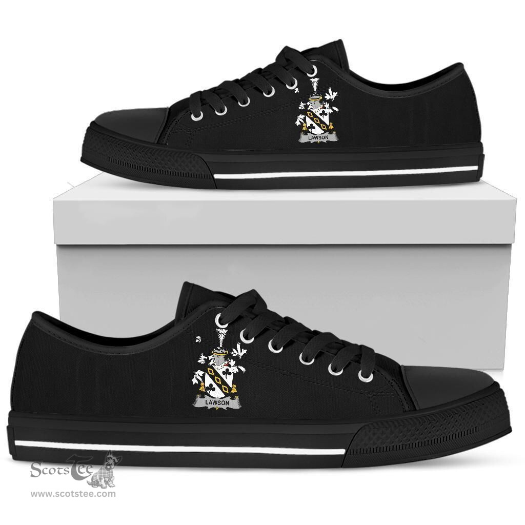 Irish Lawson Coat of Arms Family Crest Ireland Low Top Shoes (Women's/Men's) Black/ White Irish Shoes