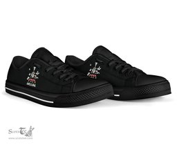 Irish Minne Coat of Arms Family Crest Ireland Low Top Shoes (Women's/Men's) Black/ White Irish Shoes