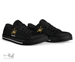 Irish Hogan or O'Hogan Coat of Arms Family Crest Ireland Low Top Shoes (Women's/Men's) Black/ White Irish Shoes