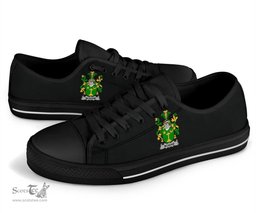 Irish McAdam Coat of Arms Family Crest Ireland Low Top Shoes (Women's/Men's) Black/ White Irish Shoes