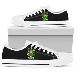 Irish McAdam Coat of Arms Family Crest Ireland Low Top Shoes (Women's/Men's) Black/ White Irish Shoes