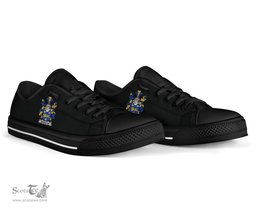 Irish Kindelan or O'Kindelan Coat of Arms Family Crest Ireland Low Top Shoes (Women's/Men's) Black/ White Irish Shoes
