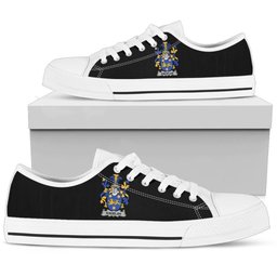 Irish Kindelan or O'Kindelan Coat of Arms Family Crest Ireland Low Top Shoes (Women's/Men's) Black/ White Irish Shoes