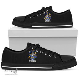Irish Kindelan or O'Kindelan Coat of Arms Family Crest Ireland Low Top Shoes (Women's/Men's) Black/ White Irish Shoes