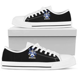 Irish Holywood Coat of Arms Family Crest Ireland Low Top Shoes (Women's/Men's) Black/ White Irish Shoes