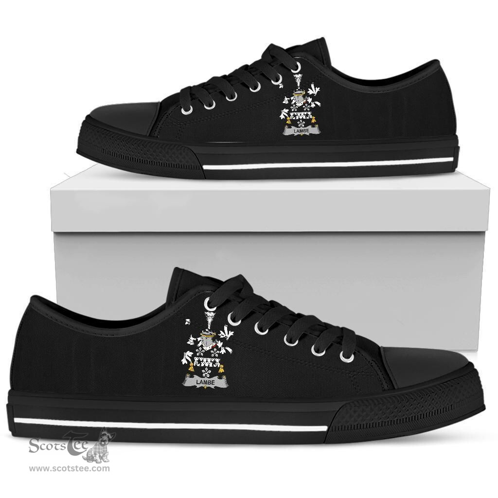 Irish Lambe Coat of Arms Family Crest Ireland Low Top Shoes (Women's/Men's) Black/ White Irish Shoes