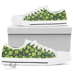 Irish Ireland Shoes - Clover Low Top Canvas Shoes 01 A1 Coat of Arms Family Crest Ireland Low Top Shoes (Women's/Men's) Black/ White Irish Shoes