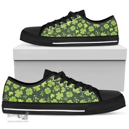Irish Ireland Shoes - Clover Low Top Canvas Shoes 01 A1 Coat of Arms Family Crest Ireland Low Top Shoes (Women's/Men's) Black/ White Irish Shoes