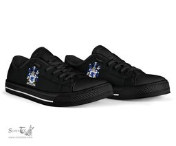 Irish Mason Coat of Arms Family Crest Ireland Low Top Shoes (Women's/Men's) Black/ White Irish Shoes