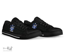 Irish Meredith Coat of Arms Family Crest Ireland Low Top Shoes (Women's/Men's) Black/ White Irish Shoes