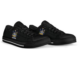 Irish Harnett or Hartnet Coat of Arms Family Crest Ireland Low Top Shoes (Women's/Men's) Black/ White Irish Shoes