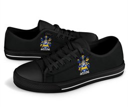 Irish Harnett or Hartnet Coat of Arms Family Crest Ireland Low Top Shoes (Women's/Men's) Black/ White Irish Shoes