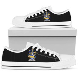 Irish Harnett or Hartnet Coat of Arms Family Crest Ireland Low Top Shoes (Women's/Men's) Black/ White Irish Shoes