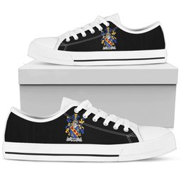 Irish Hunt Coat of Arms Family Crest Ireland Low Top Shoes (Women's/Men's) Black/ White Irish Shoes