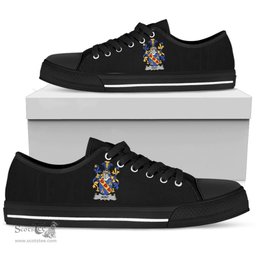 Irish Hunt Coat of Arms Family Crest Ireland Low Top Shoes (Women's/Men's) Black/ White Irish Shoes