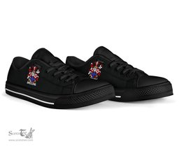 Irish Larkin or O'Larkin Coat of Arms Family Crest Ireland Low Top Shoes (Women's/Men's) Black/ White Irish Shoes