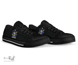 Irish Moleyns Coat of Arms Family Crest Ireland Low Top Shoes (Women's/Men's) Black/ White Irish Shoes