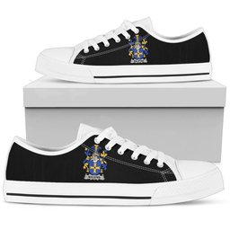 Irish Moleyns Coat of Arms Family Crest Ireland Low Top Shoes (Women's/Men's) Black/ White Irish Shoes