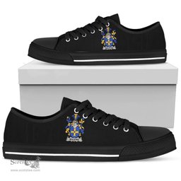 Irish Moleyns Coat of Arms Family Crest Ireland Low Top Shoes (Women's/Men's) Black/ White Irish Shoes