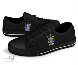 Irish Mihill Coat of Arms Family Crest Ireland Low Top Shoes (Women's/Men's) Black/ White Irish Shoes
