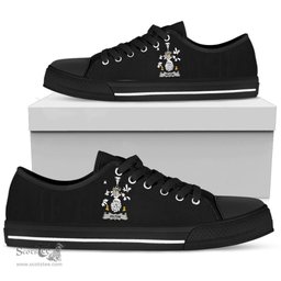 Irish Hilton Coat of Arms Family Crest Ireland Low Top Shoes (Women's/Men's) Black/ White Irish Shoes