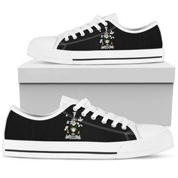 Irish Lowry or Lavery Coat of Arms Family Crest Ireland Low Top Shoes (Women's/Men's) Black/ White Irish Shoes