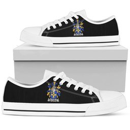 Irish Molyneux Coat of Arms Family Crest Ireland Low Top Shoes (Women's/Men's) Black/ White Irish Shoes