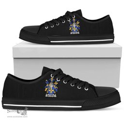 Irish Molyneux Coat of Arms Family Crest Ireland Low Top Shoes (Women's/Men's) Black/ White Irish Shoes