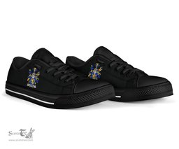 Irish McDaniel or Daniel Coat of Arms Family Crest Ireland Low Top Shoes (Women's/Men's) Black/ White Irish Shoes