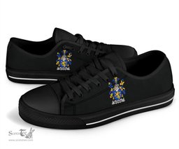 Irish McDaniel or Daniel Coat of Arms Family Crest Ireland Low Top Shoes (Women's/Men's) Black/ White Irish Shoes